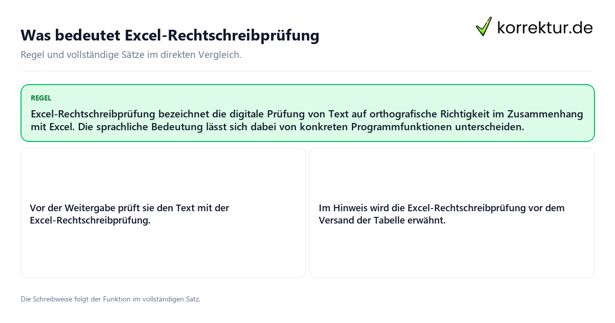 Konkrete Regel und vollständige Beispielsätze zu Was bedeutet Excel-Rechtschreibprüfung