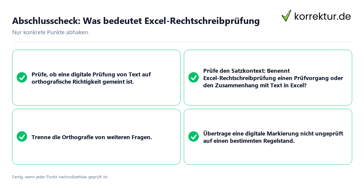 Konkreter Abschlusscheck zu Was bedeutet Excel-Rechtschreibprüfung