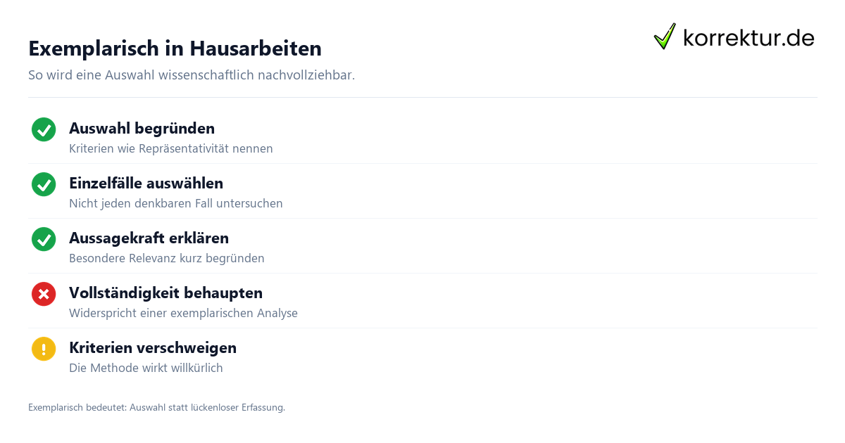 Exemplarisch Bedeutung für wissenschaftliche Arbeiten richtig verwenden