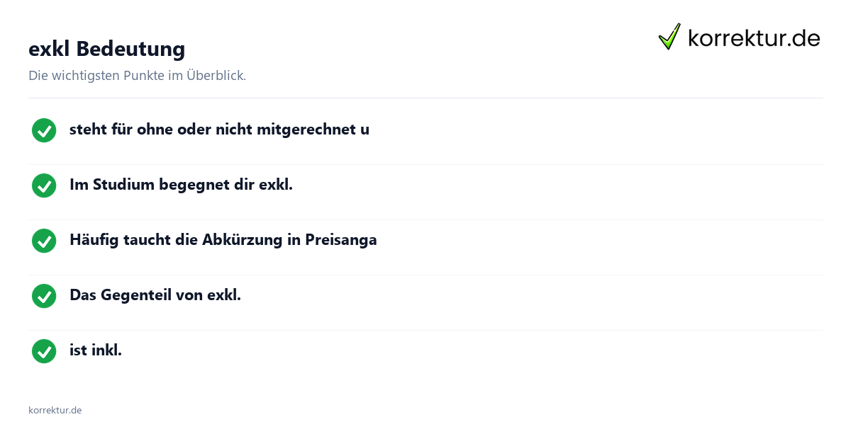 exkl Bedeutung exkl Bedeutung: Überblick