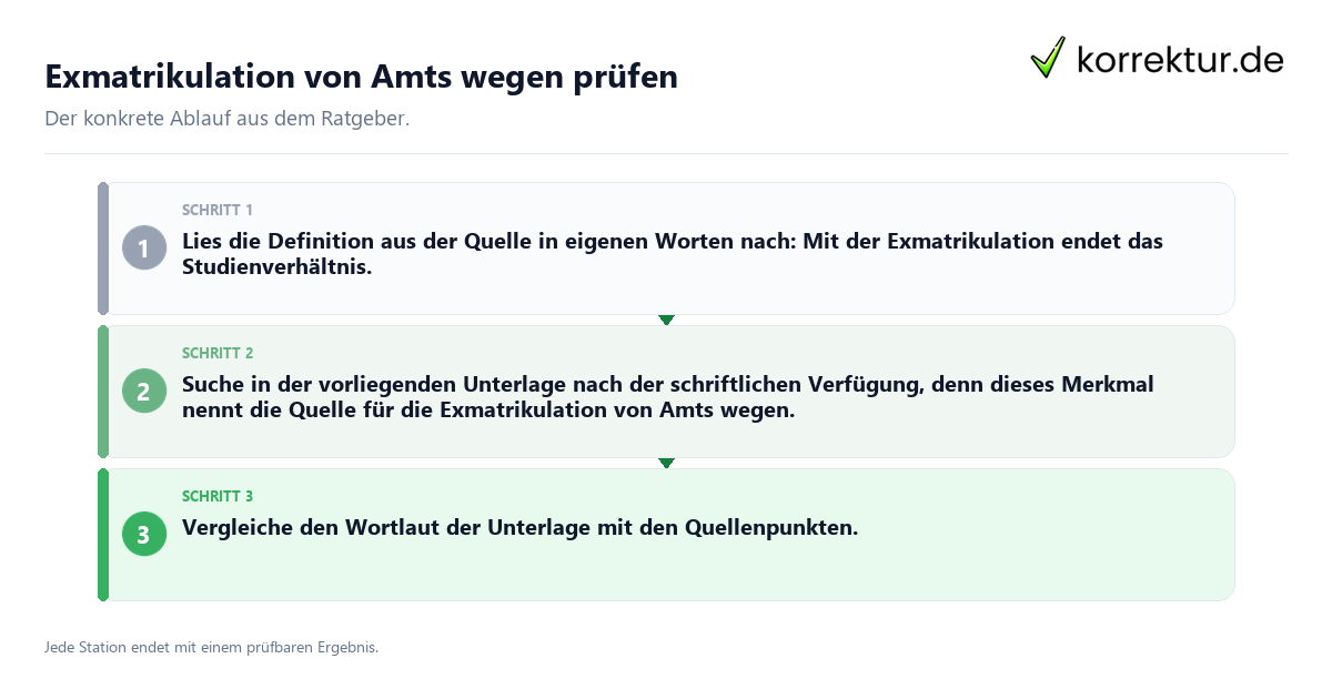Konkrete Schritte zu Exmatrikulation von Amts wegen prüfen