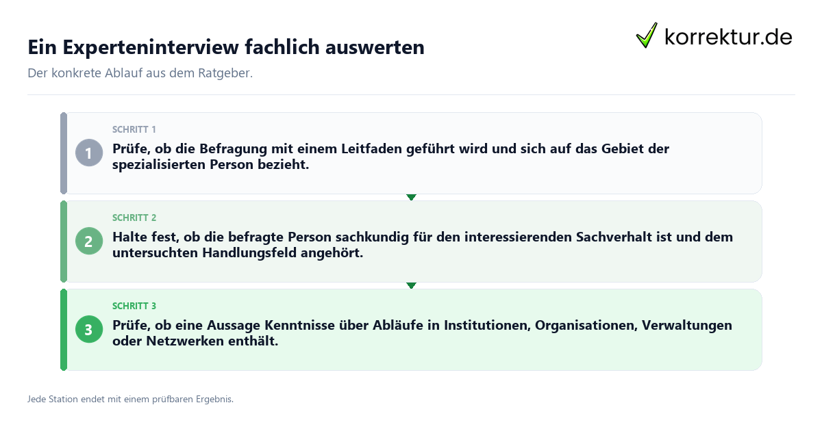 Konkrete Schritte zu Ein Experteninterview fachlich auswerten