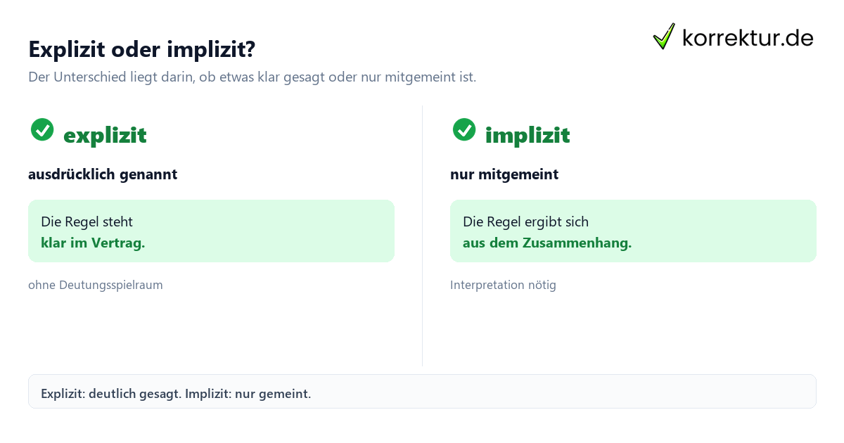 Explizit Bedeutung: Vergleich von explizit und implizit