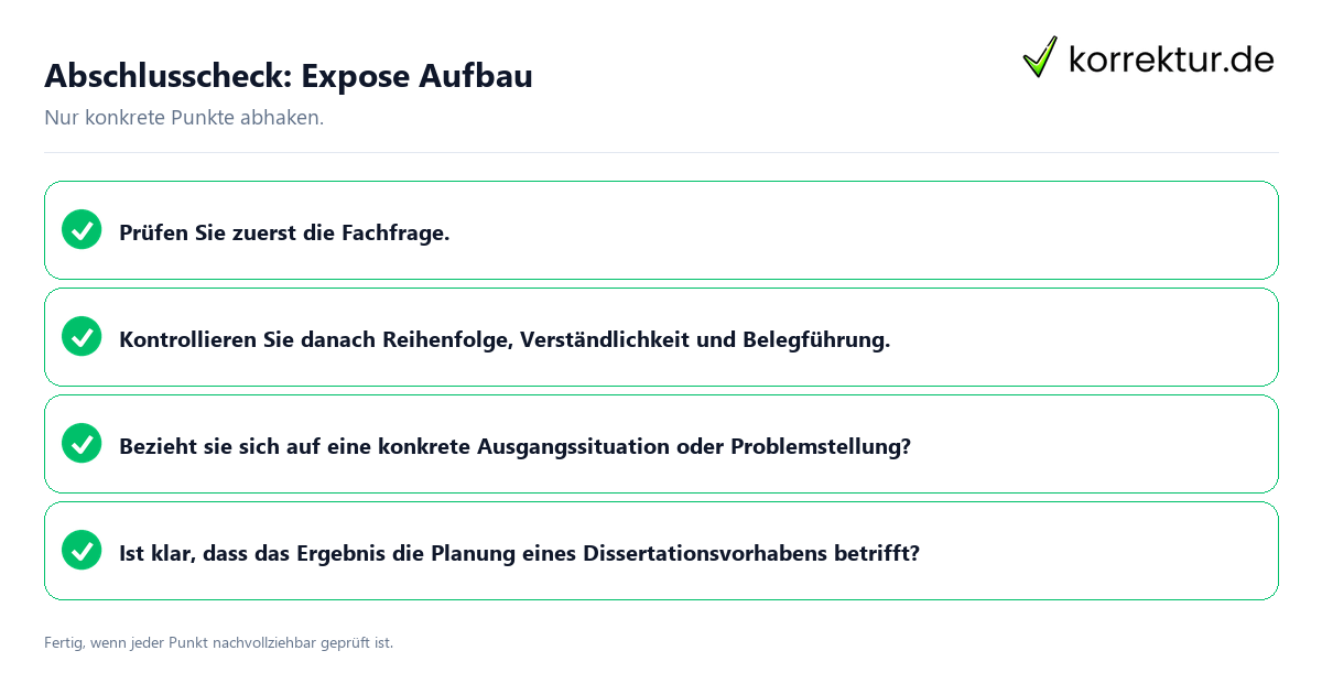 Konkreter Abschlusscheck zu Expose Aufbau