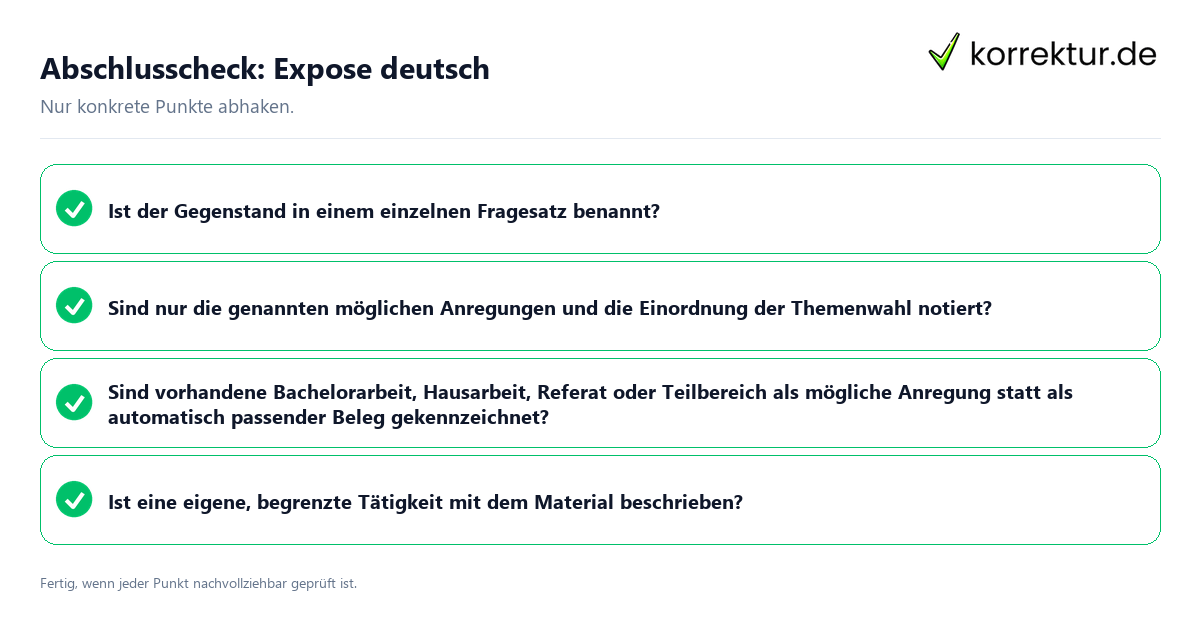 Konkreter Abschlusscheck zu Expose deutsch