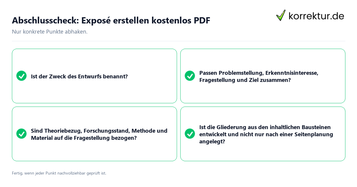 Konkreter Abschlusscheck zu Exposé erstellen kostenlos PDF