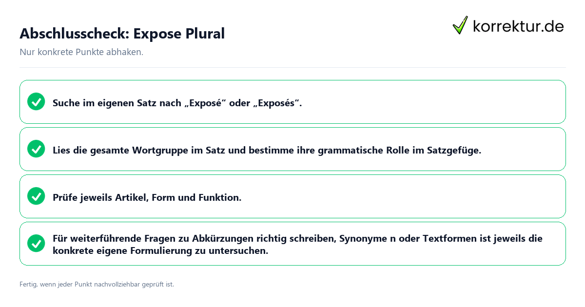 Konkreter Abschlusscheck zu Expose Plural