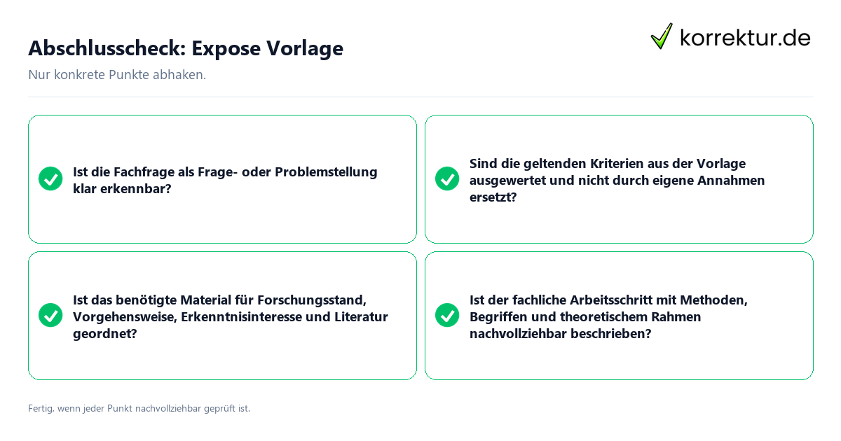 Abschlusscheck: Expose Vorlage Konkreter Abschlusscheck zu Expose Vorlage