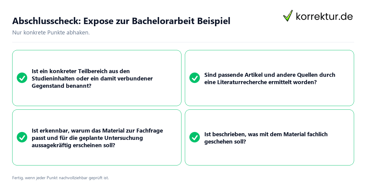 Konkreter Abschlusscheck zu Expose zur Bachelorarbeit Beispiel