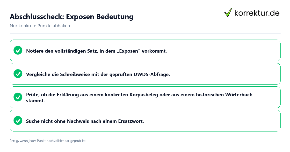 Konkreter Abschlusscheck zu Exposen Bedeutung