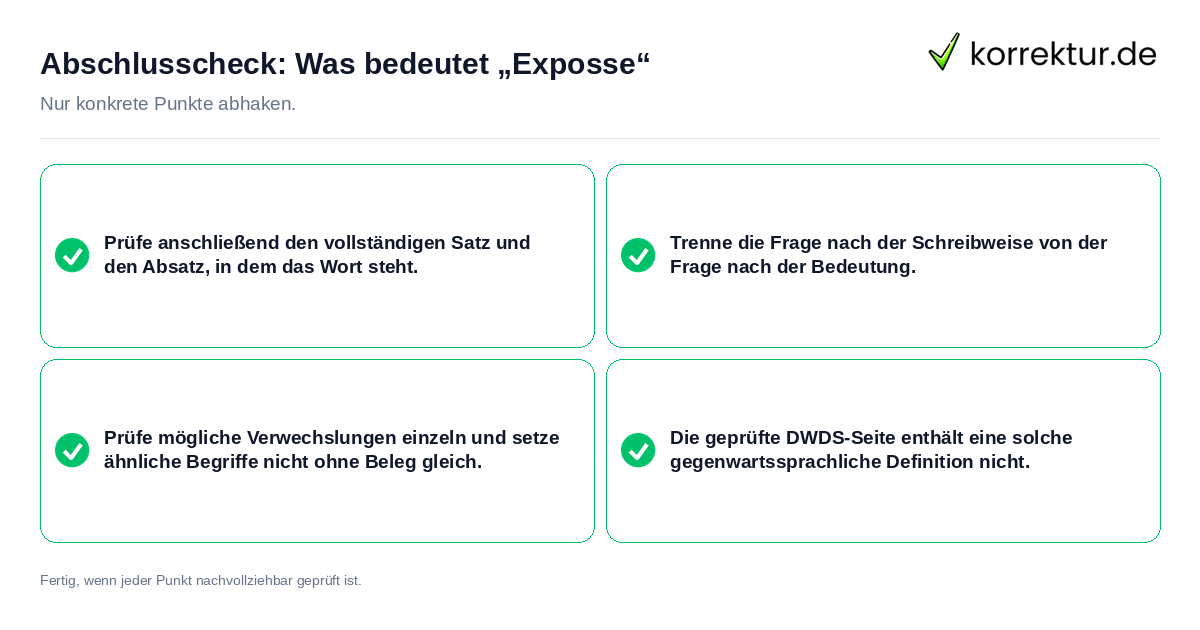 Abschlusscheck: Was bedeutet „Exposse“ Konkreter Abschlusscheck zu Was bedeutet „Exposse“