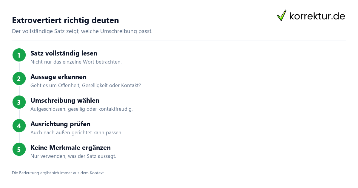 Extrovertiert richtig deuten Was bedeutet extrovertiert? Bedeutung im Satzkontext erkennen