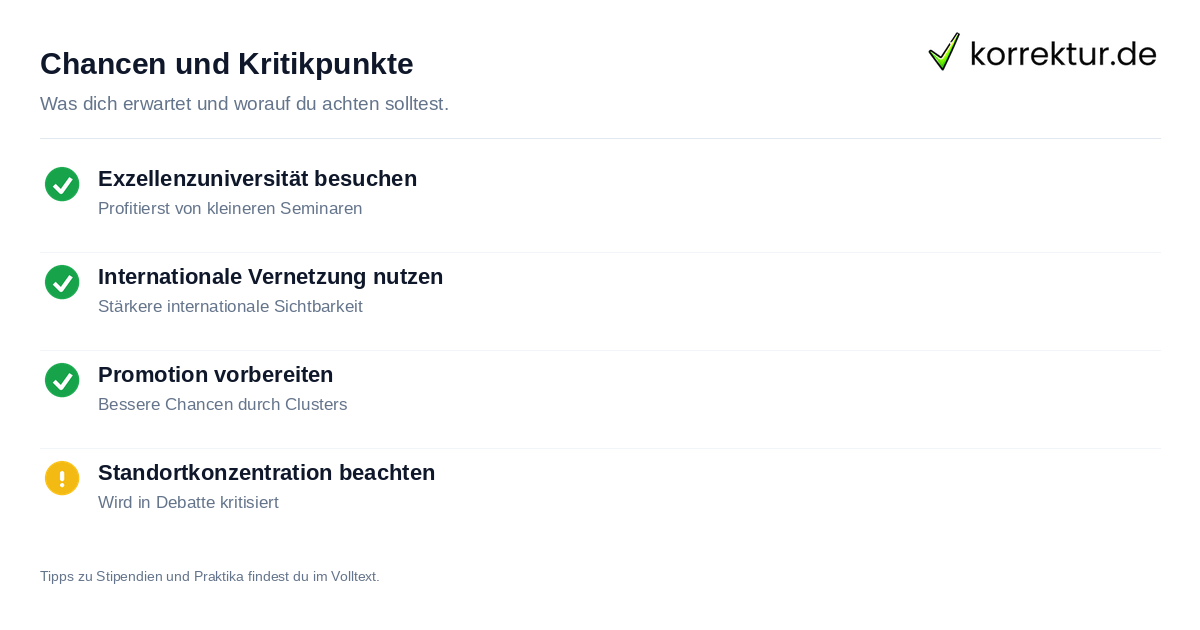 Chancen und Kritikpunkte Voraussetzungen und Vorteile bei der Exzellenzinitiative und Forschungsförderung im Studium