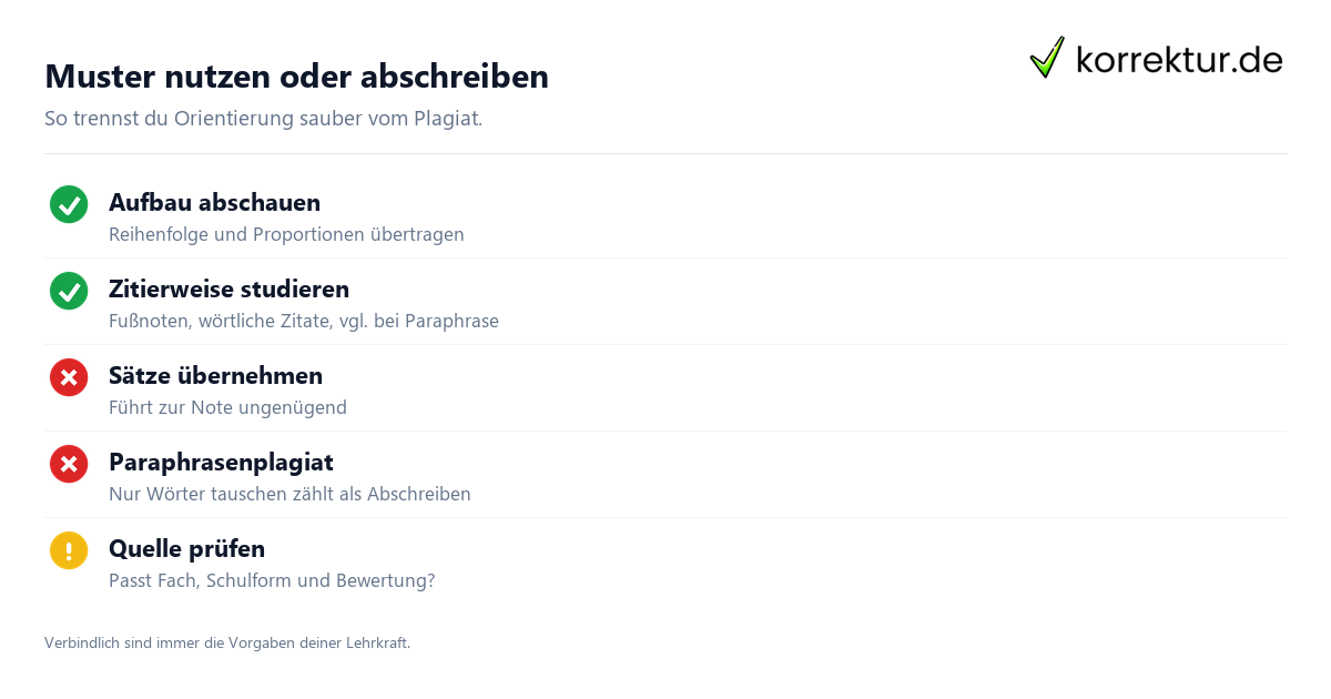 Facharbeit Beispiel richtig nutzen ohne Plagiat
