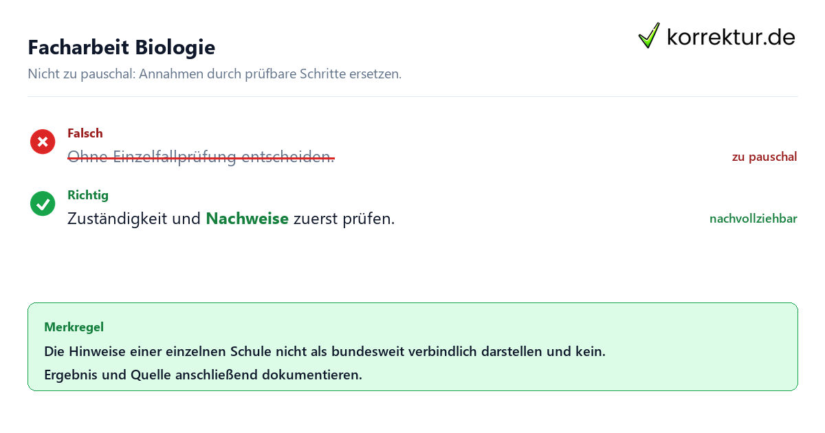Ungeeignete und belastbare Vorgehensweise bei Facharbeit Biologie