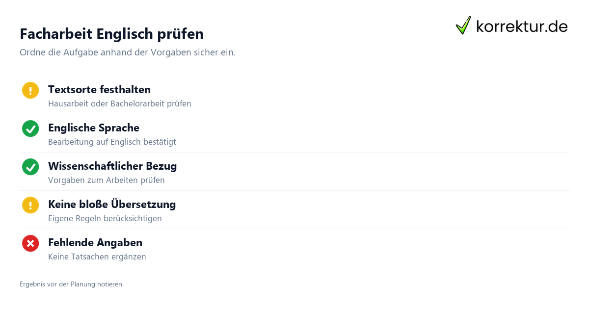 Facharbeit Englisch prüfen Facharbeit Englisch sicher einordnen und anwenden: Merkmale prüfen
