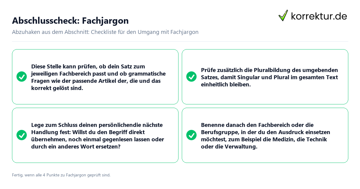 Konkreter Abschlusscheck zu Fachjargon