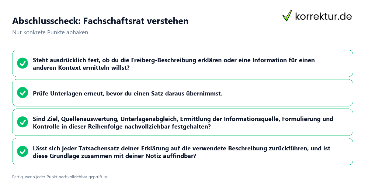 Abschlusscheck: Fachschaftsrat verstehen Konkreter Abschlusscheck zu Fachschaftsrat verstehen