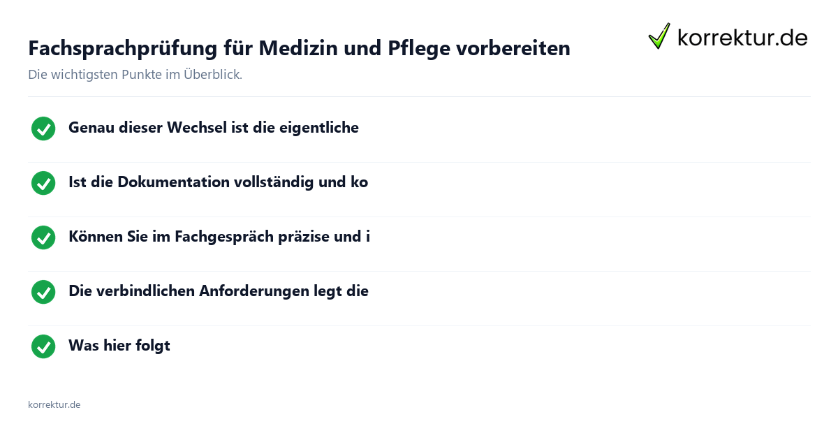 Fachsprachprüfung für Medizin und Pflege vorbereiten: Überblick