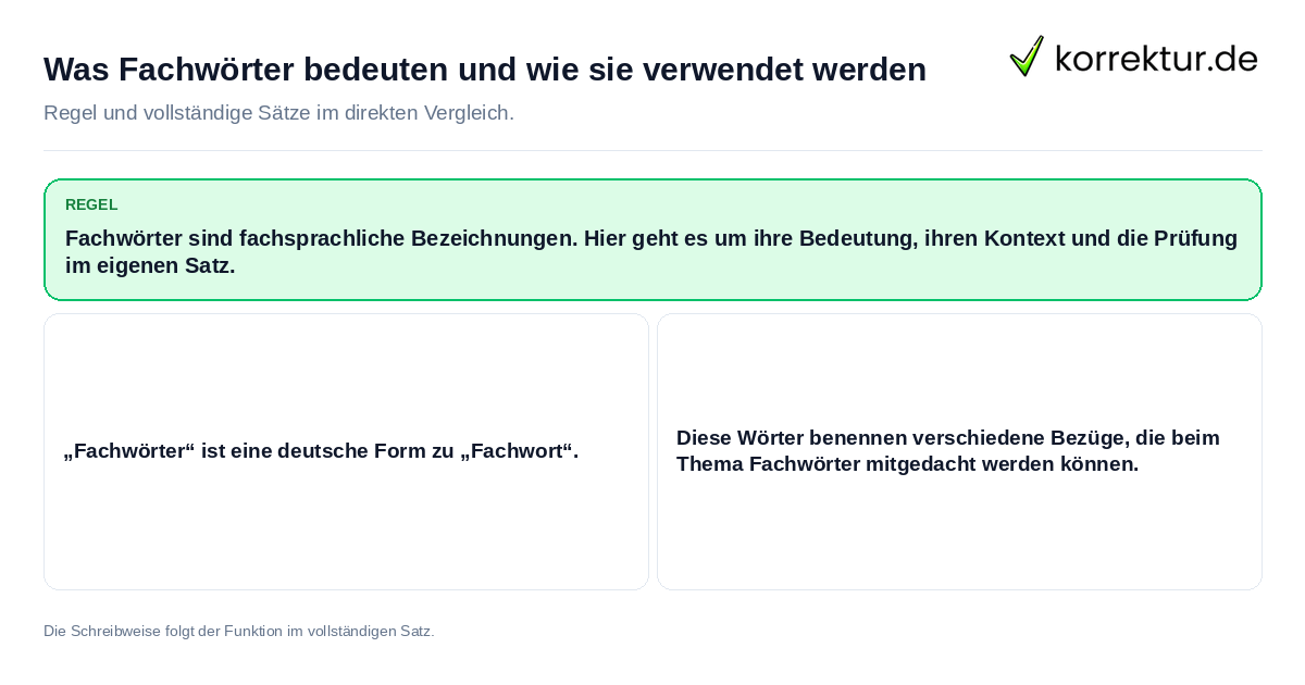 Was Fachwörter bedeuten und wie sie verwendet werden Konkrete Regel und vollständige Beispielsätze zu Was Fachwörter bedeuten und wie sie verwendet