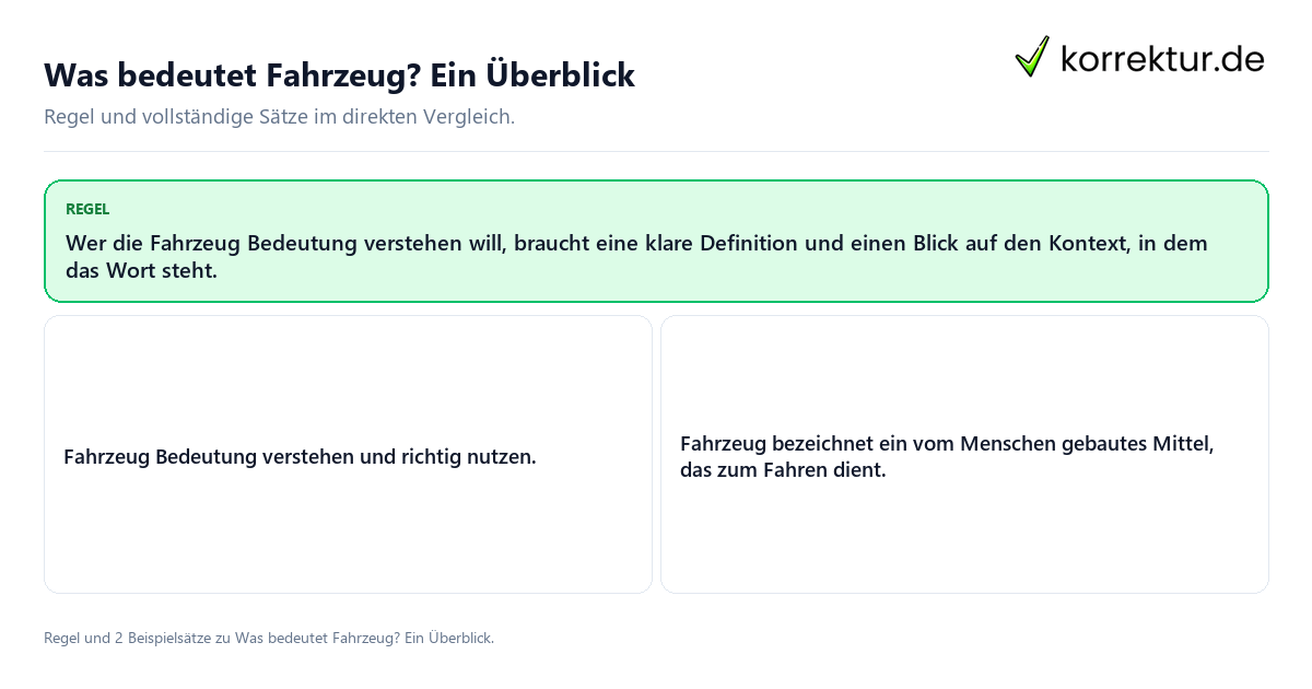 Was bedeutet Fahrzeug? Ein Überblick Konkrete Regel und vollständige Beispielsätze zu Was bedeutet Fahrzeug? Ein Überblick