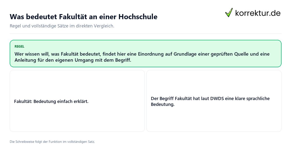 Was bedeutet Fakultät an einer Hochschule Konkrete Regel und vollständige Beispielsätze zu Was bedeutet Fakultät an einer Hochschule