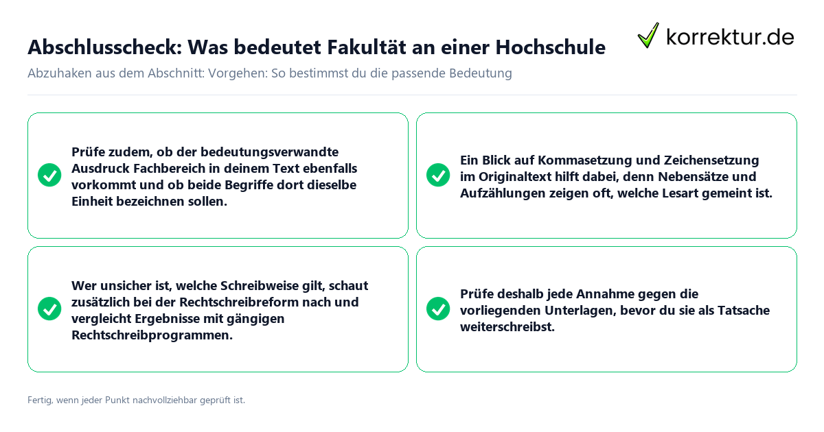 Abschlusscheck: Was bedeutet Fakultät an einer Hochschule Konkreter Abschlusscheck zu Was bedeutet Fakultät an einer Hochschule