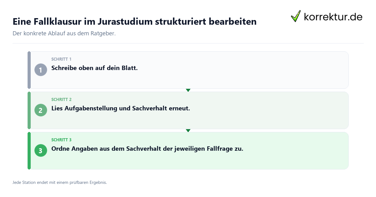 Konkrete Schritte zu Eine Fallklausur im Jurastudium strukturiert bearbeiten
