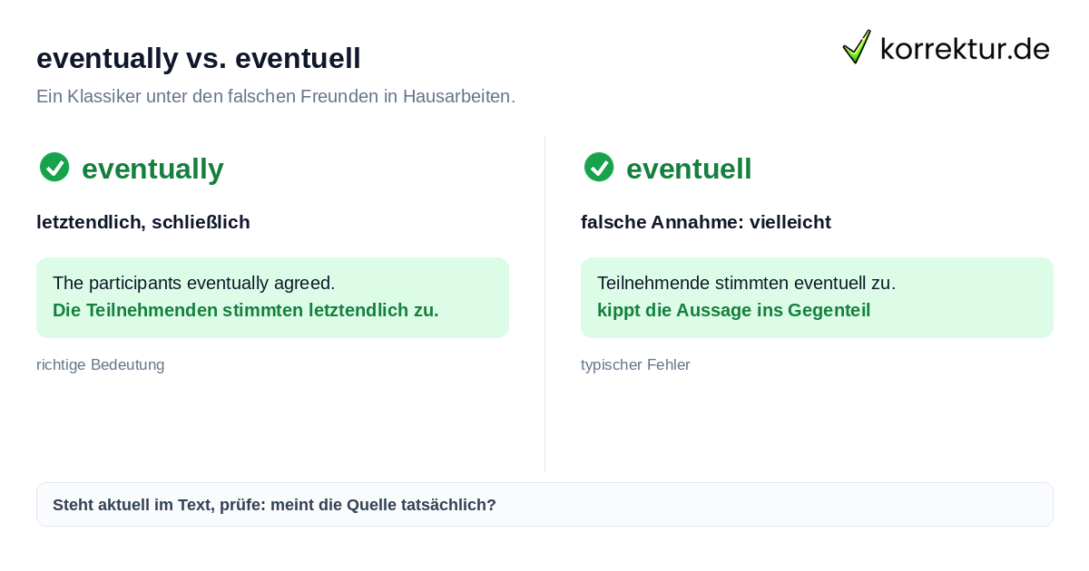 eventually vs. eventuell Falsche Freunde Englisch-Deutsch: eventually versus eventuell