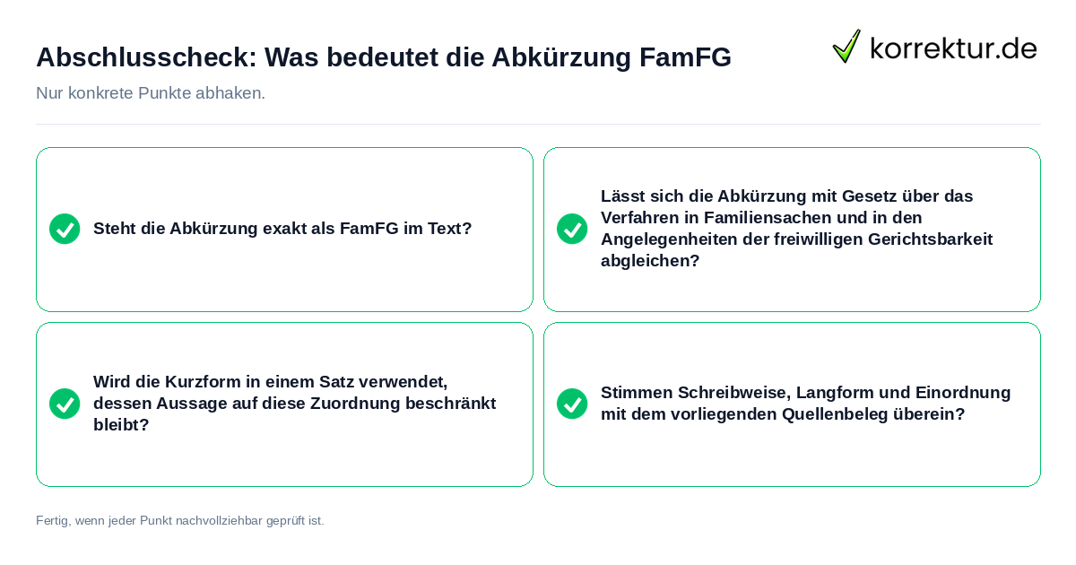 Konkreter Abschlusscheck zu Was bedeutet die Abkürzung FamFG