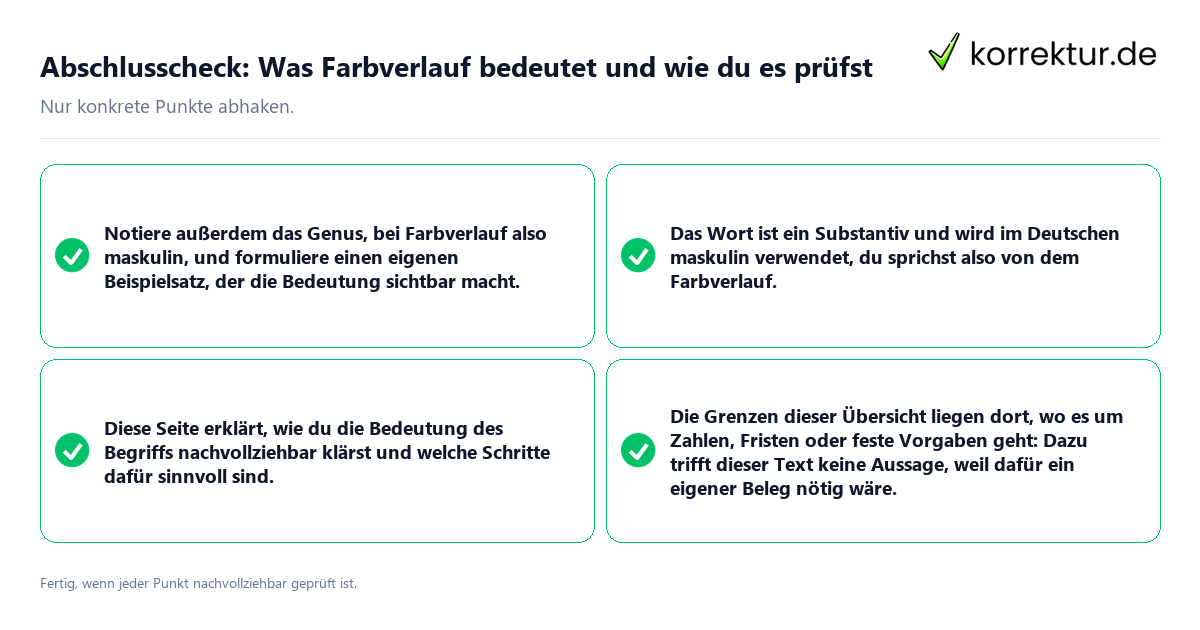 Konkreter Abschlusscheck zu Was Farbverlauf bedeutet und wie du es prüfst