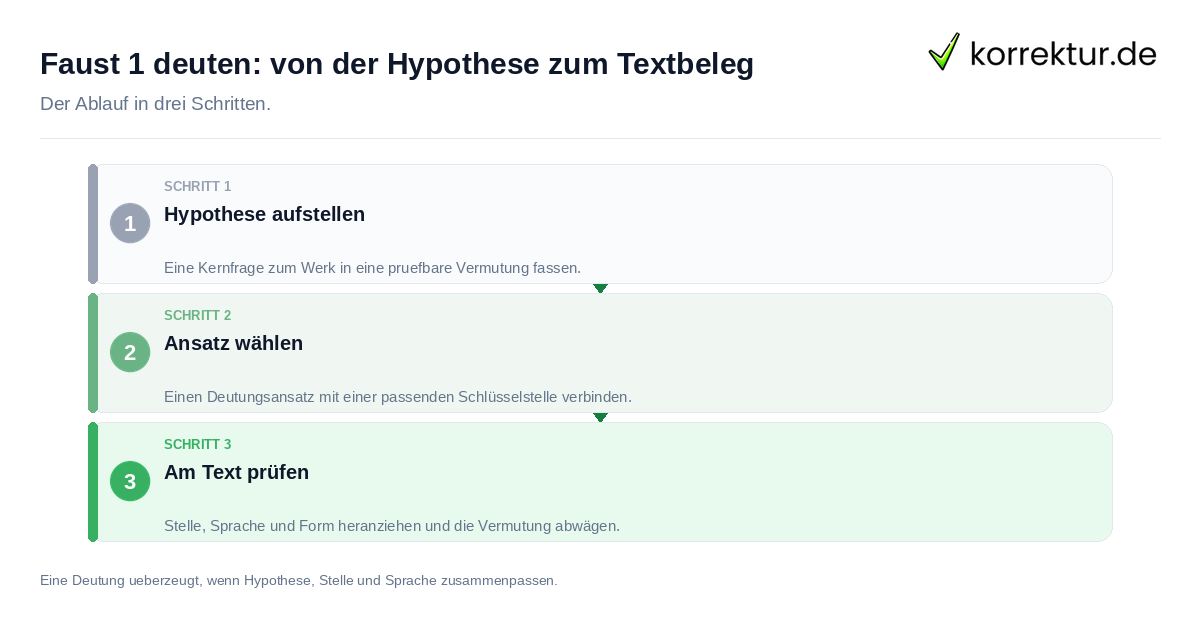 Faust 1 deuten: von der Hypothese zum Textbeleg: der Ablauf in drei Schritten