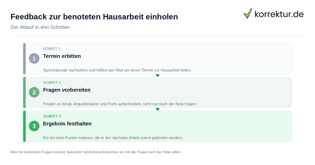 Feedback zur benoteten Hausarbeit einholen: der Ablauf in drei Schritten