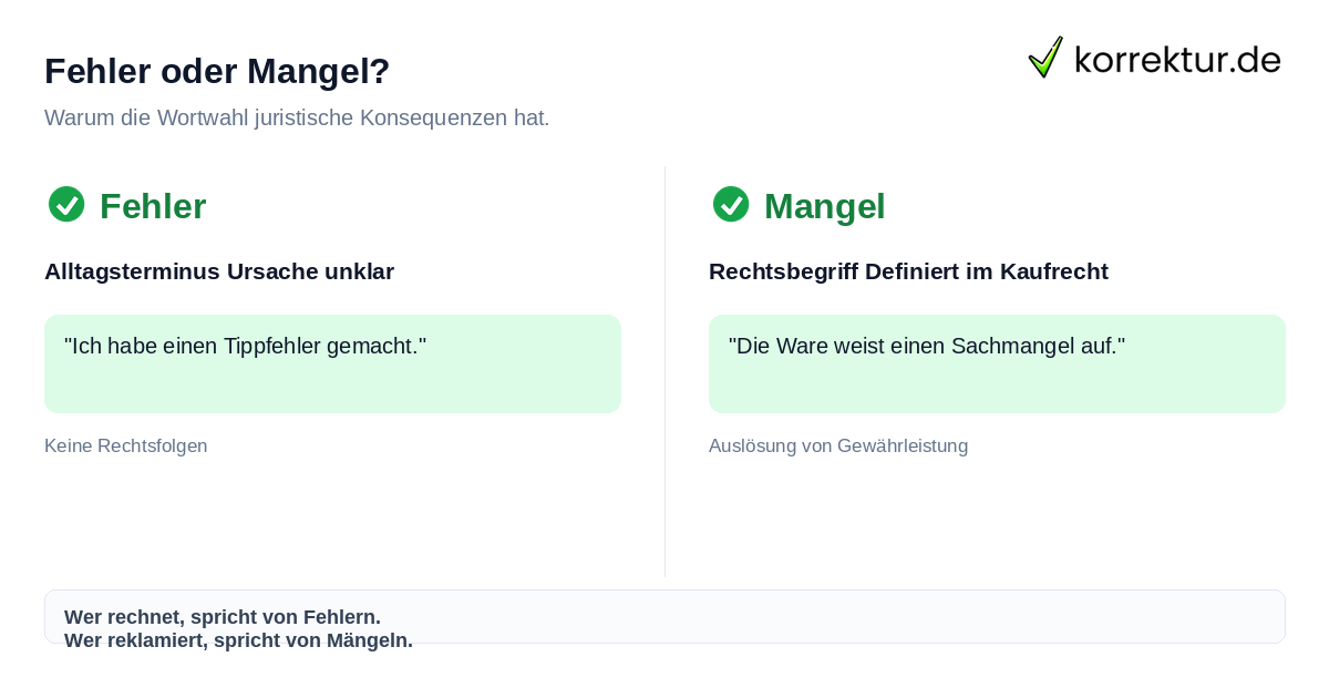 Fehler vs Mangel: Unterschied im Recht und Alltag