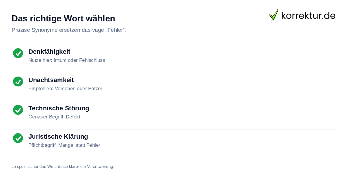 Das richtige Wort wählen Synonyme für Fehler: Passendes Wort für jede Situation