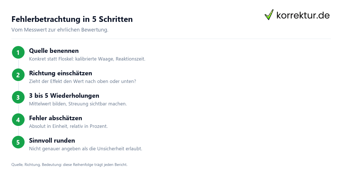 Fehlerbetrachtung Schritt für Schritt schreiben