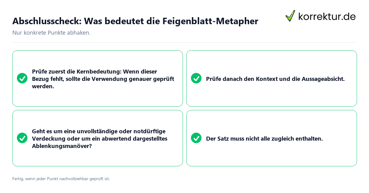 Konkreter Abschlusscheck zu Was bedeutet die Feigenblatt-Metapher