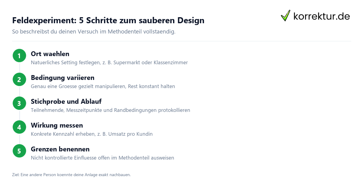 Feldexperiment: 5 Schritte zum sauberen Design Feldexperiment planen: Schritte für den Methodenteil der Bachelorarbeit