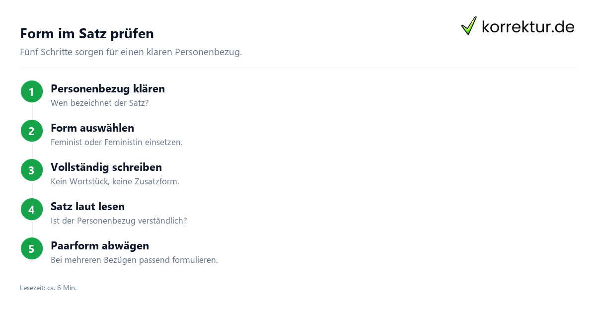 Form im Satz prüfen Feminist richtig gendern im Satz: Satzprüfung