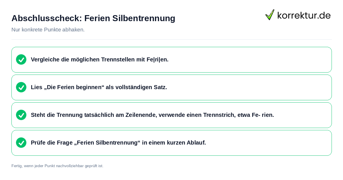 Konkreter Abschlusscheck zu Ferien Silbentrennung