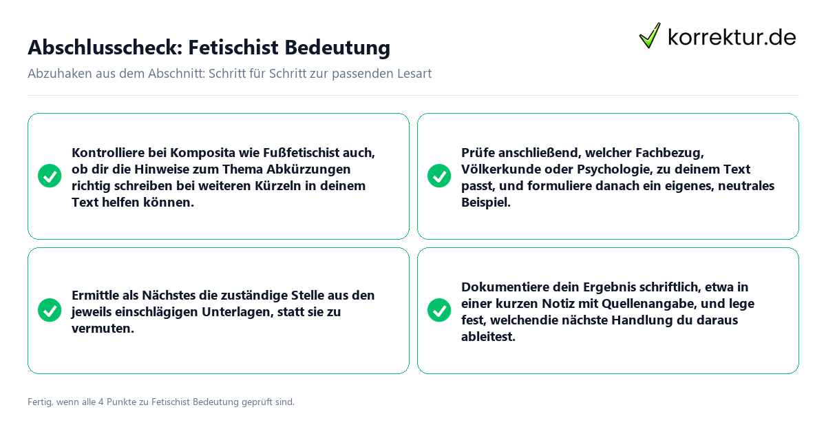 Konkreter Abschlusscheck zu Fetischist Bedeutung