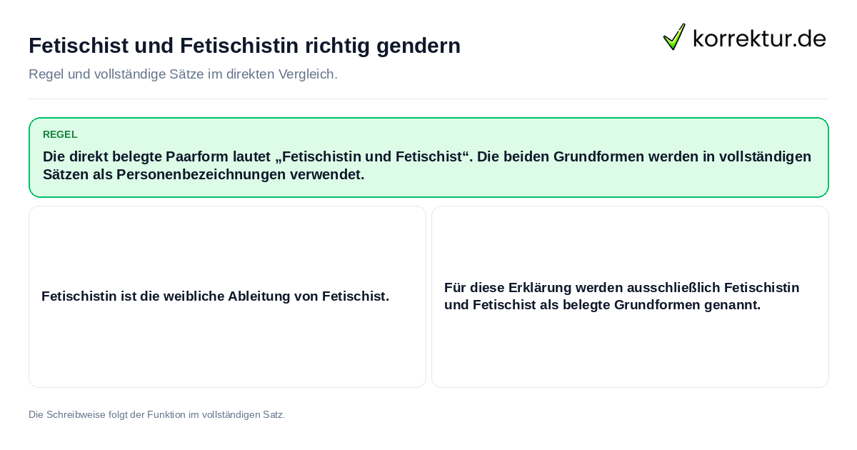 Konkrete Regel und vollständige Beispielsätze zu Fetischist und Fetischistin richtig gendern