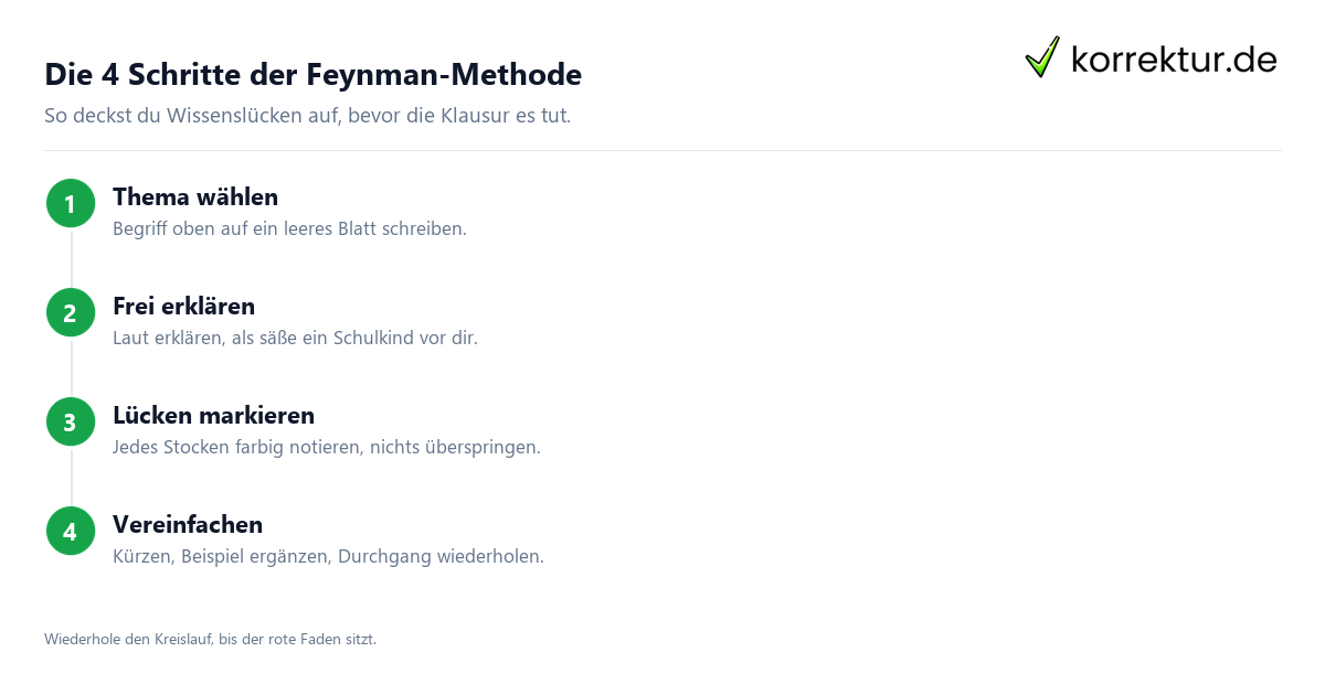 Feynman-Methode in vier Schritten erklaeren und verstehen