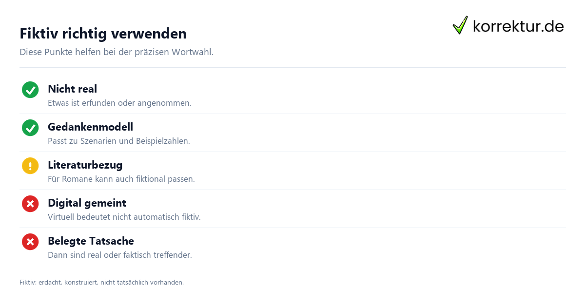 fiktiv Bedeutung: Richtige Verwendung im Text prüfen