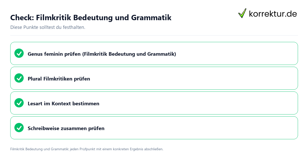 Filmkritik Bedeutung und Grammatik mit einer themenspezifischen Checkliste