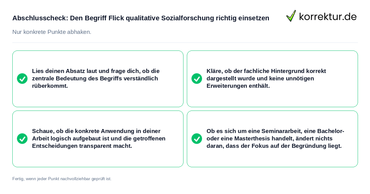 Konkreter Abschlusscheck zu Den Begriff Flick qualitative Sozialforschung richtig einsetzen