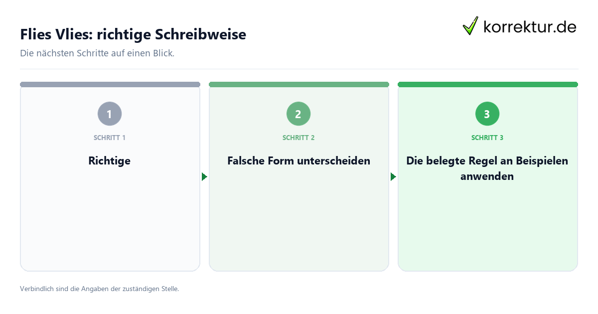 Flies Vlies: richtige Schreibweise mit einem Ablauf aus Prüfung, Kontakt und Dokumentation