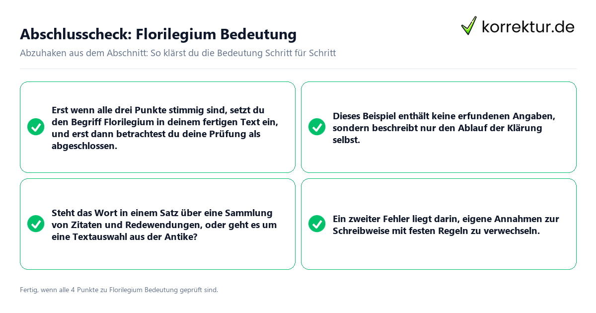Abschlusscheck: Florilegium Bedeutung Konkreter Abschlusscheck zu Florilegium Bedeutung