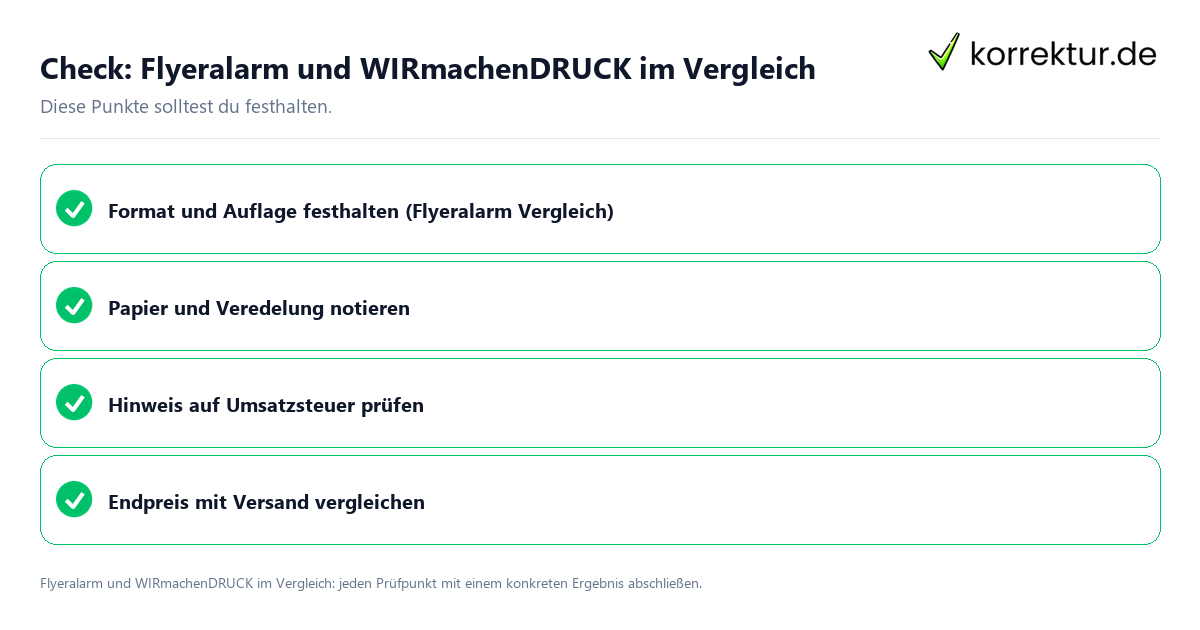 Check: Flyeralarm und WIRmachenDRUCK im Vergleich Flyeralarm und WIRmachenDRUCK im Vergleich mit einer themenspezifischen Checkliste