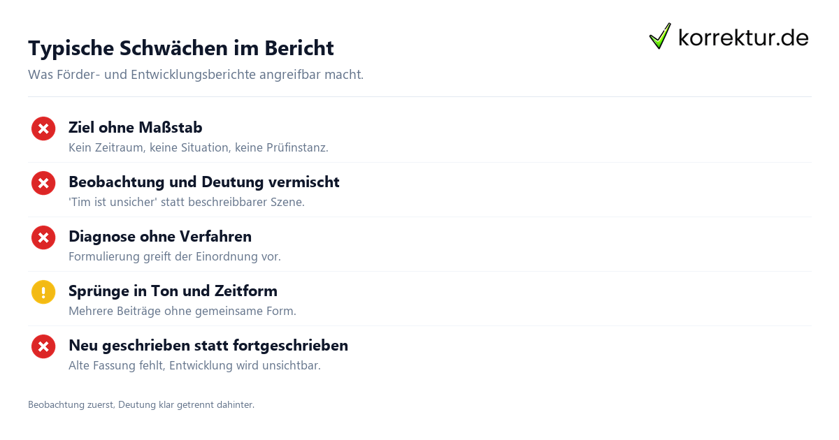 Checkliste Förderplan und Entwicklungsbericht schreiben: typische Schwächen